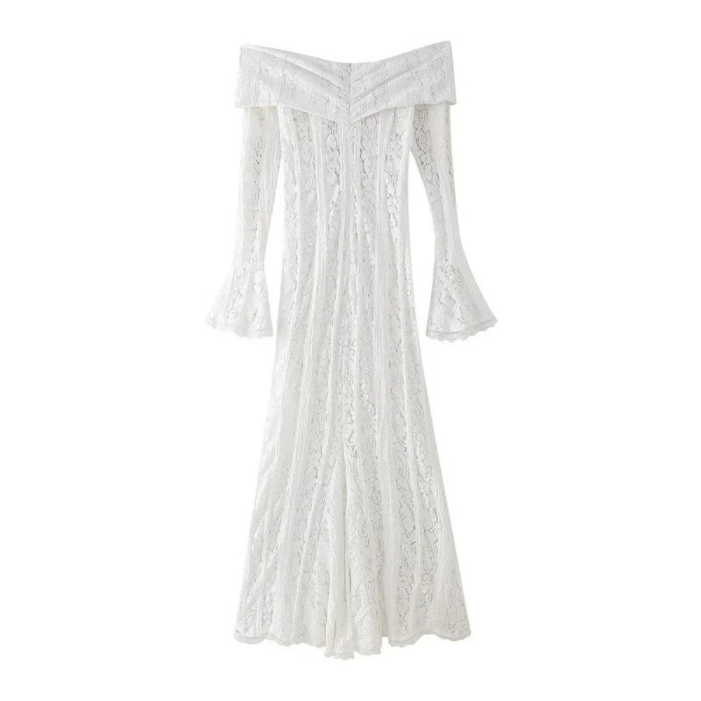ZARA Long Sleeve Off Shoulder Lace Dress